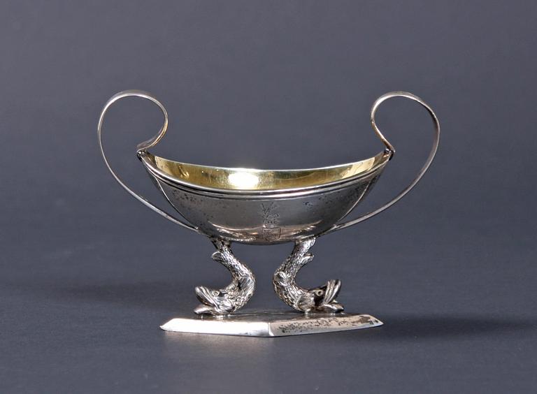 SALTKAR, empire, silver, utländska stämplar, märkt Schwartz 1851.