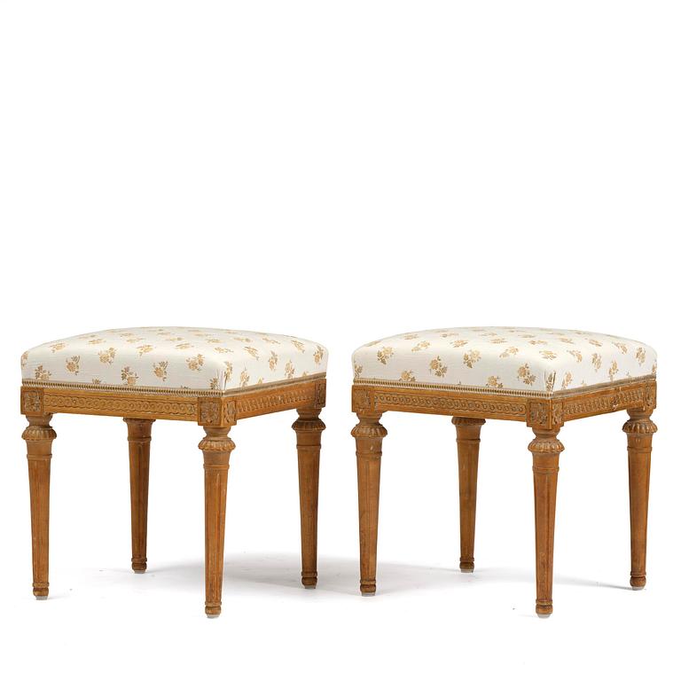 A pair of Gustavian stools by E. Öhrmark (master in Stockholm 1777-1813).