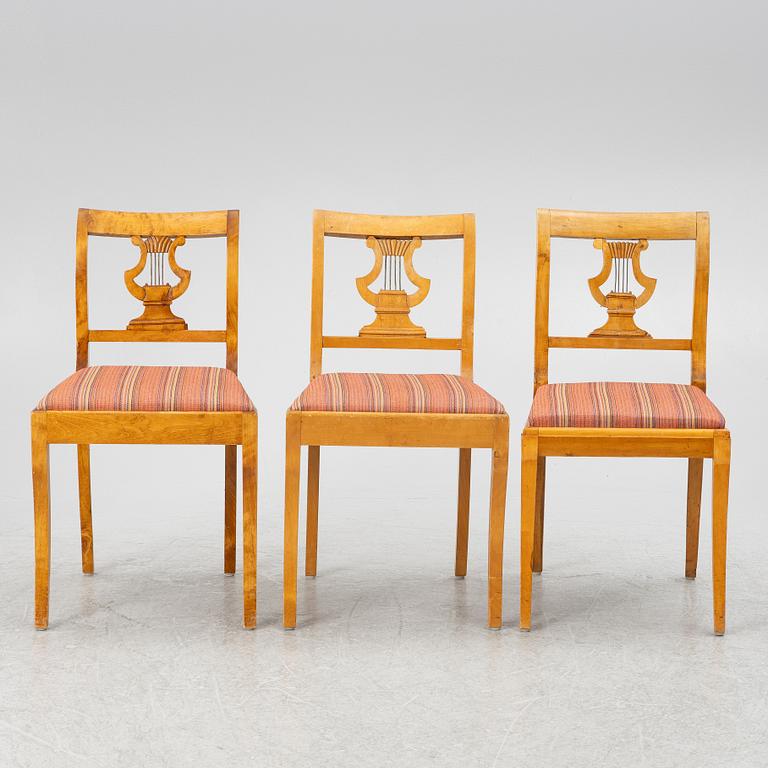 Stolar, 7 st snarlika, empire, 1800-talets första hälft.