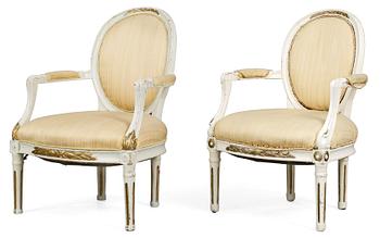 862. A pair of Danish late 18th century armchairs.