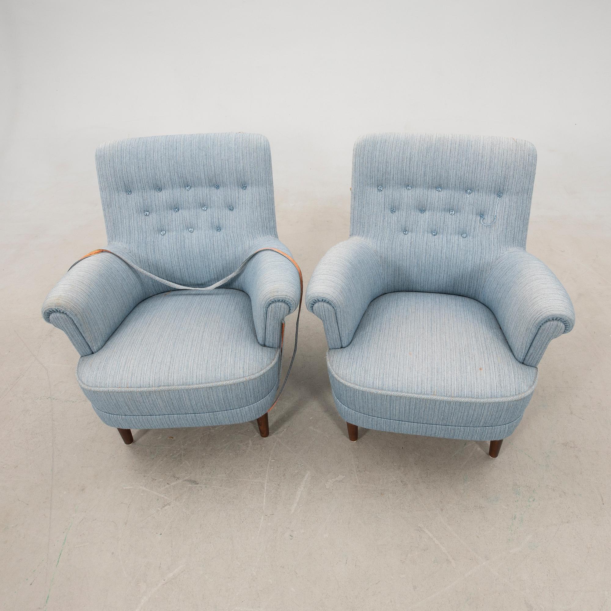 Carl Malmsten, fåtöljer 1 par, "Hemmakväll" sent 1900-tal.