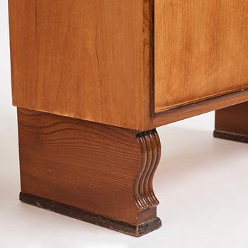 Otto Schulz, a pair of Swedish Modern elm veneered cabinets, Boet, Gothenburg 1940s-50s.