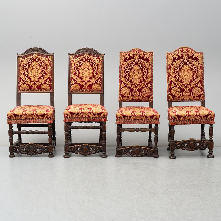 Four first half of the 18th century baroque chairs.