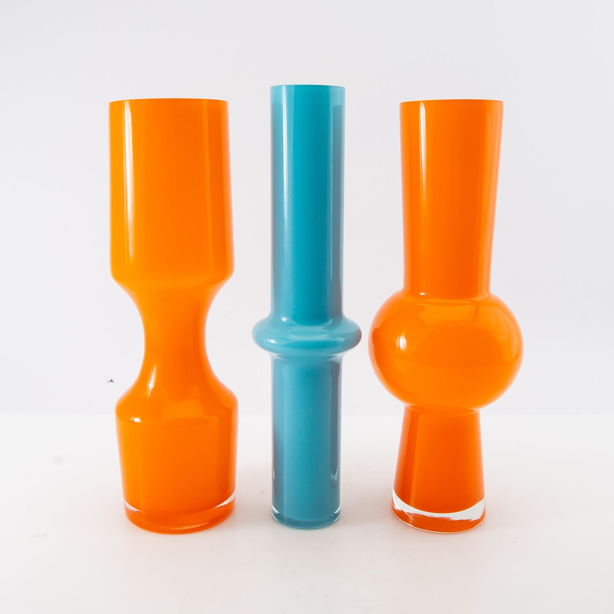 Vaser 3 st möjligen Elme glasbruk 1900-talets senare del.