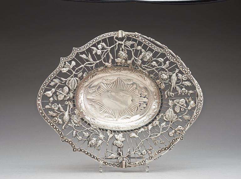 An Irish 18th century silver basket, marks of John Laughlin jr., Dublin 1780's.