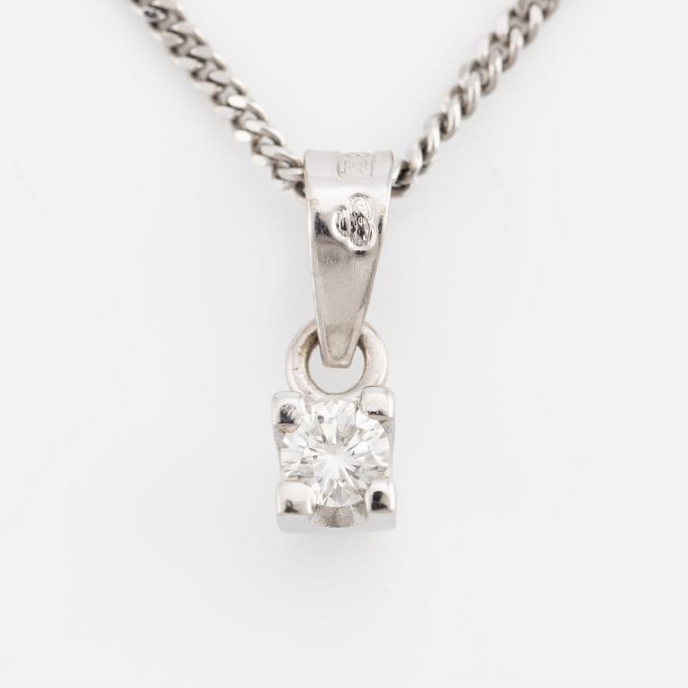 Pendant, 18K white gold with a small brilliant-cut diamond and chain.