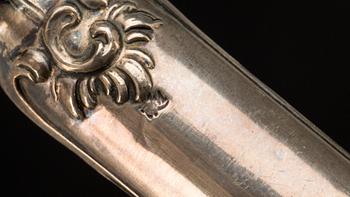 TRANCHERBESTICK, ett par, silver 800, Tyskland. Omkring 1900.