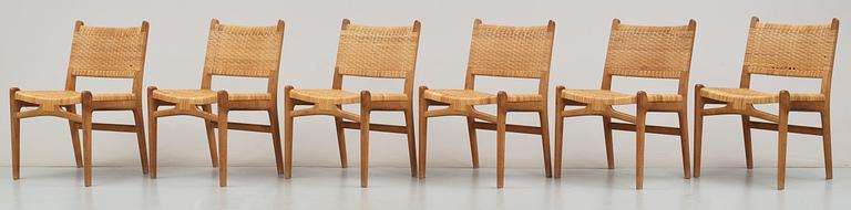 HANS J WEGNER, stolar, 6 st. Carl Hansen & Son, Danmark.