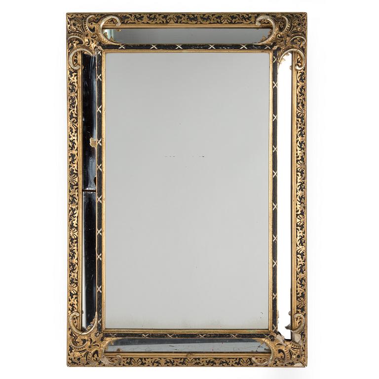 A MIRROR, baroque-style, late 19th century.