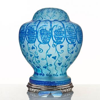 Ferdinand Boberg, an Art Nouveau cameo glass table lamp, Reijmyre, Sweden.