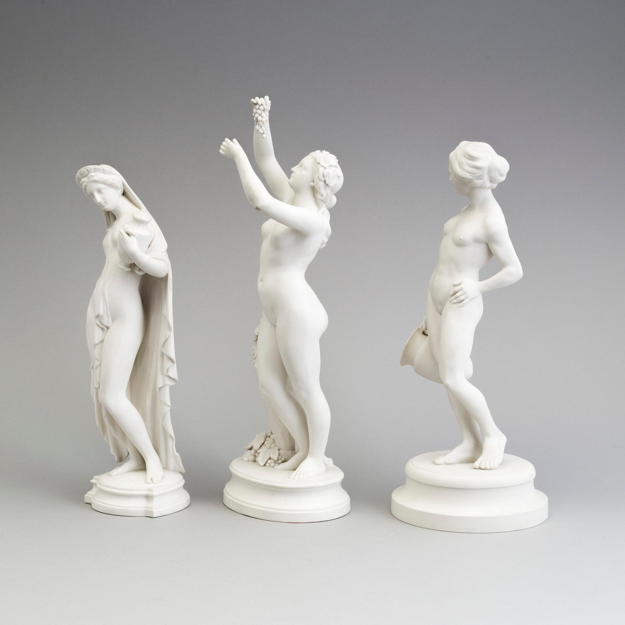 THREE PARIAN FIGURES, Gustafsberg, ca 1900.