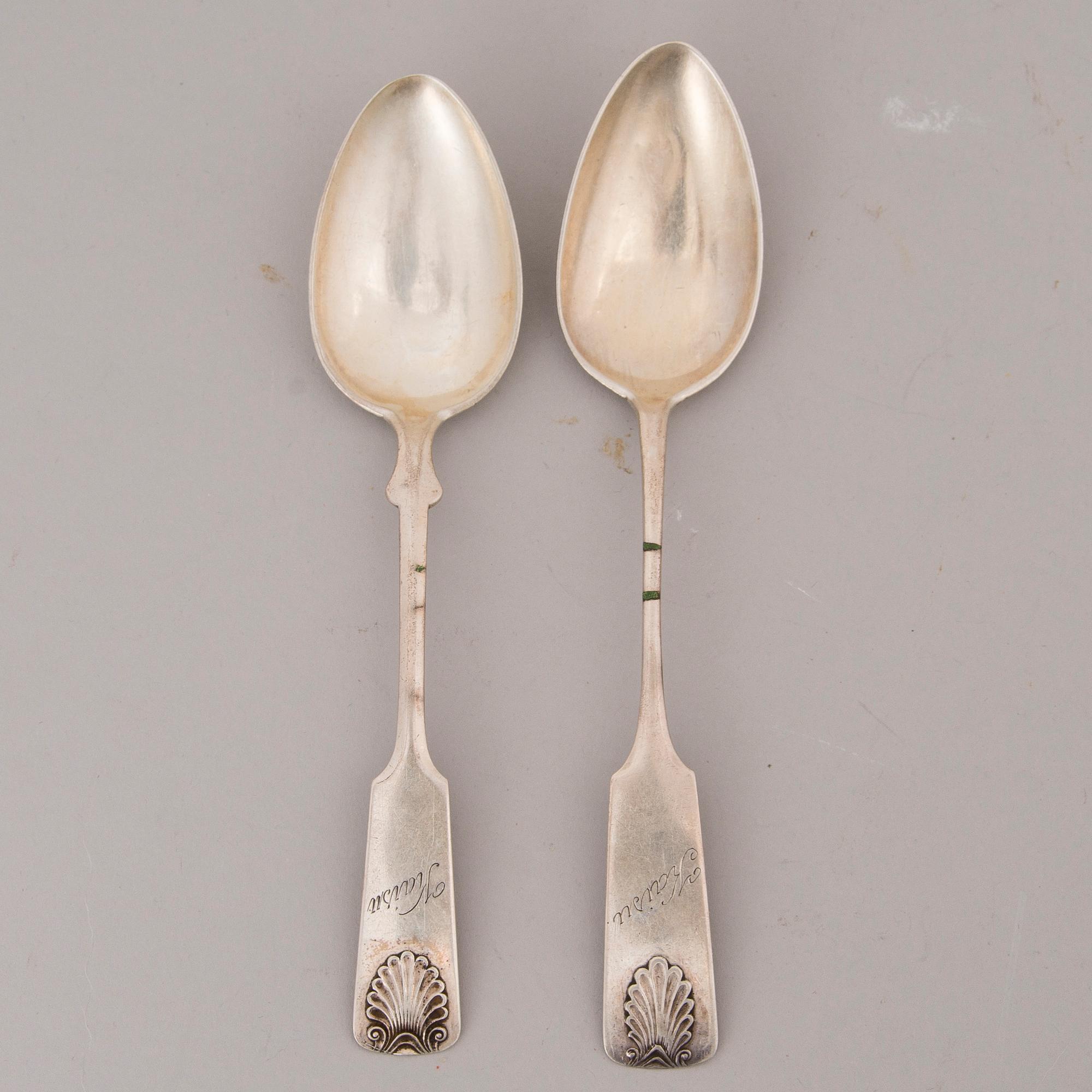 BESTICK, silver och nysilver 23 + 25 delar, "Musslan", finska stämplar, 1923-1955.
