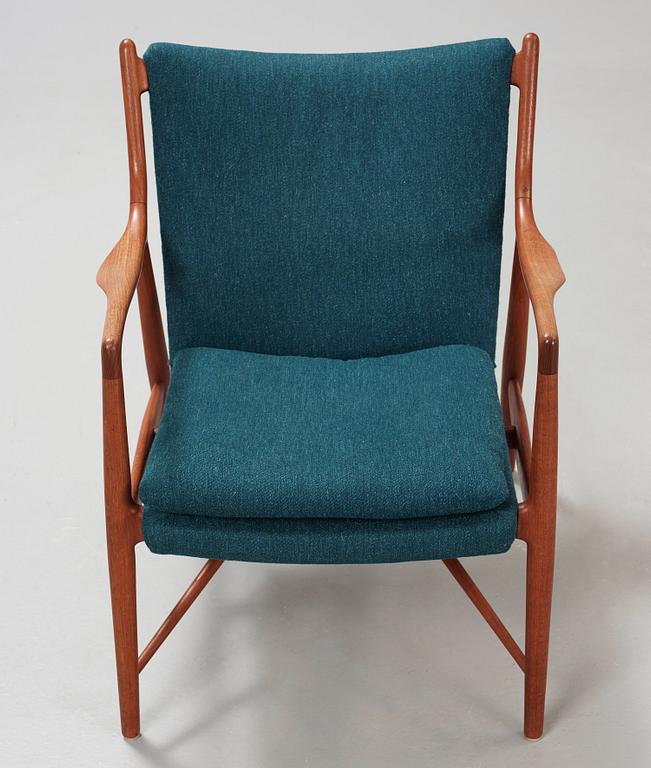 A Finn Juhl 'NV-45' teak easy chair, by cabinetmaker Niels Vodder, Denmark 1950's.