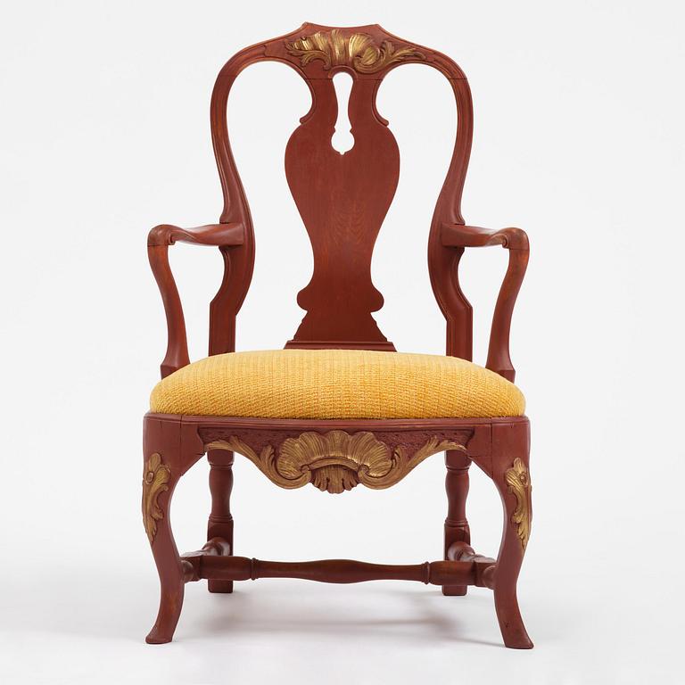 A Swedish rococo armchair, Stockholm, later part 18th century.