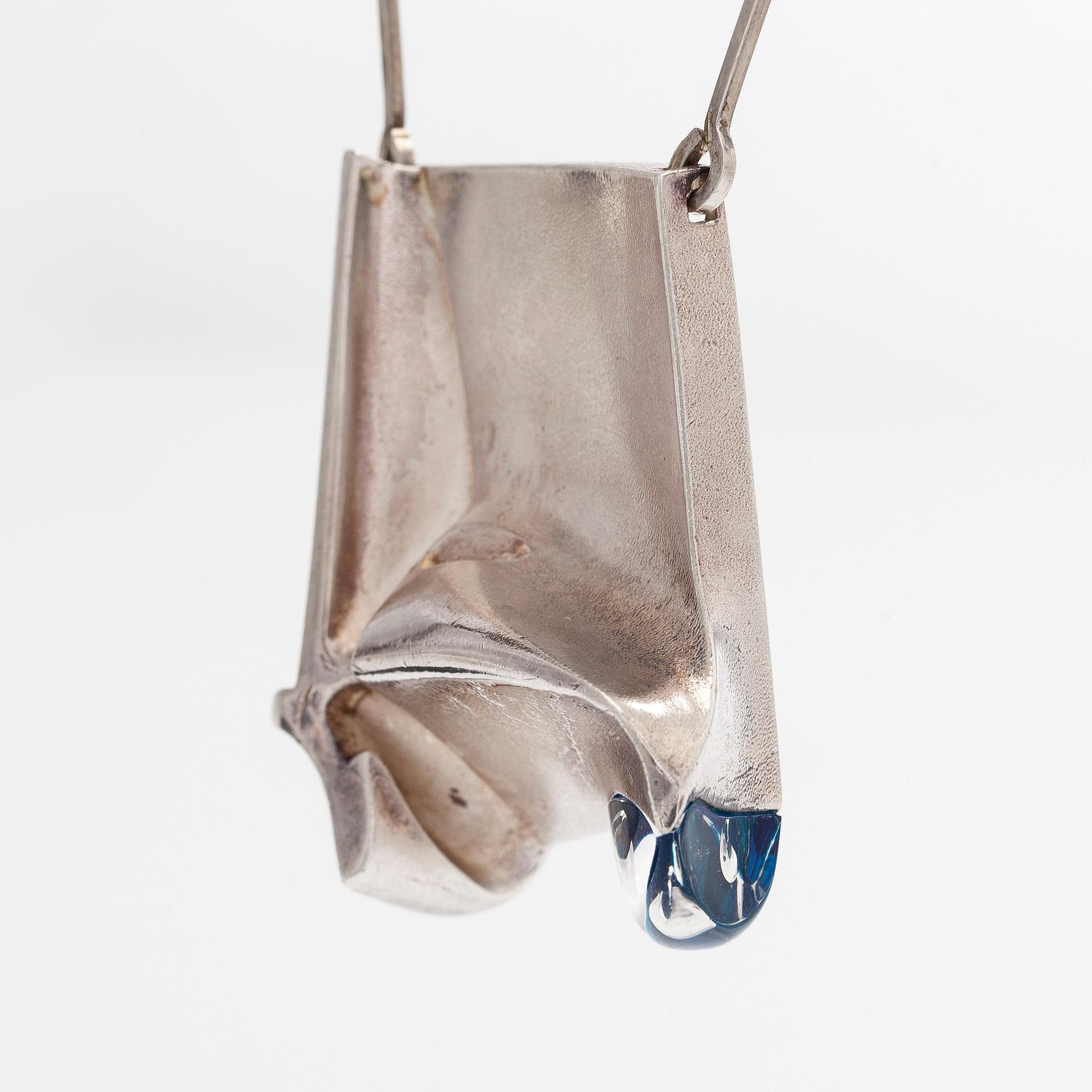 Björn Weckström, necklace, “Monolit”, silver, acrylic, Lapponia, 1973.