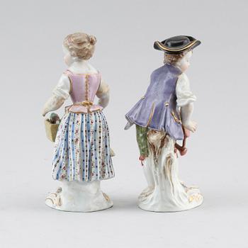 FIGURER, 1 par, porslin, Meissen, 1900-talets första hälft.