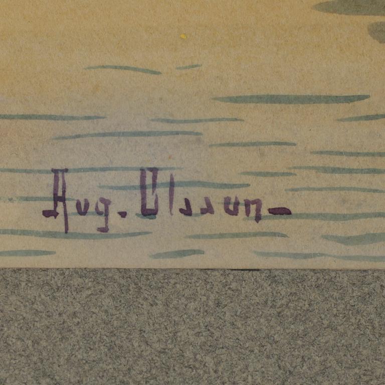 AKVARELLER, 6 st, bl a August Olsson, 1900-talets första hälft.