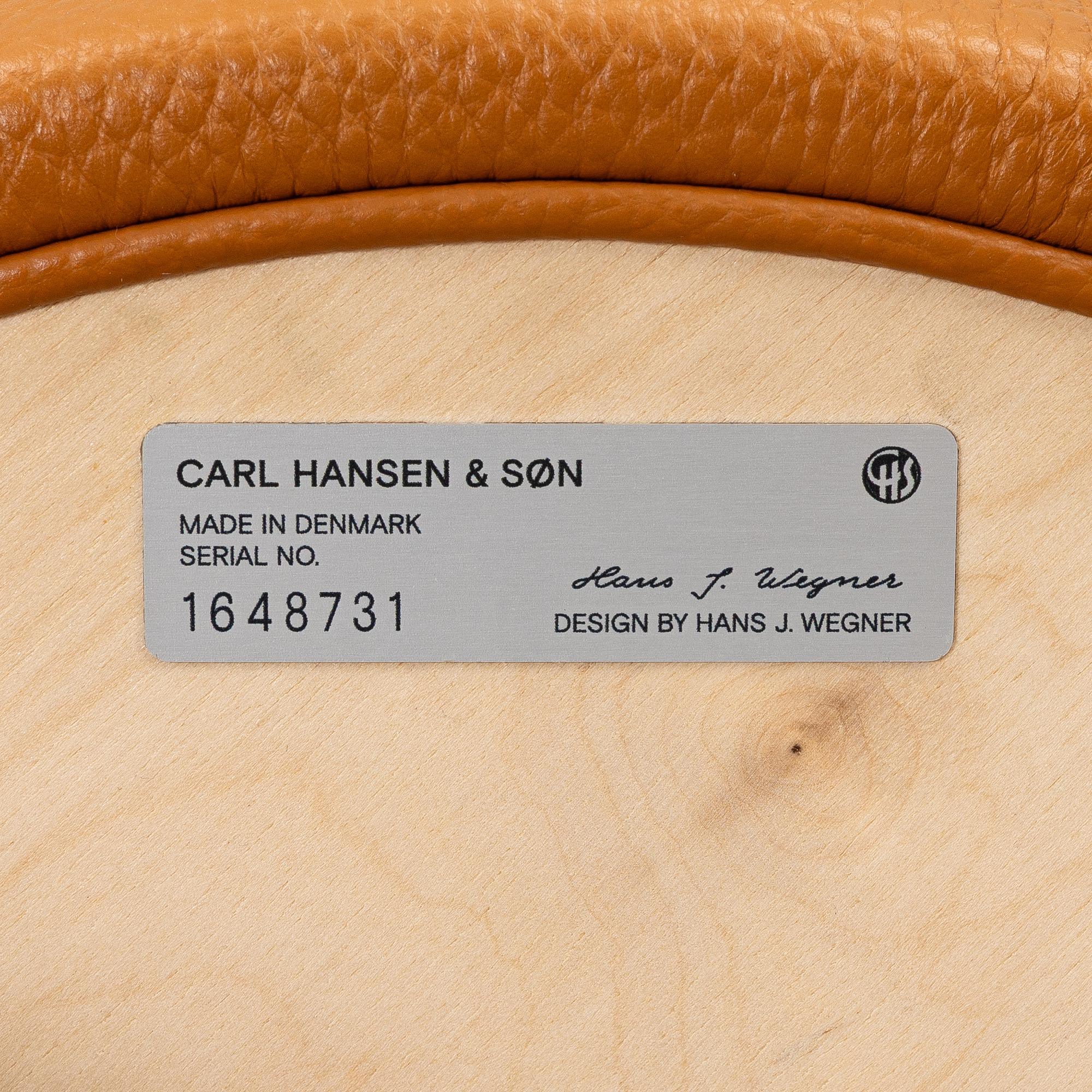 Hans J. Wegner, a pair of 'CH56' bar stools, Carl Hansen & Son, Denmark, 21st century.