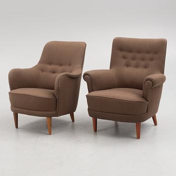 Carl Malmsten, a pair of armchairs, "Samsas", second half of the 20th century.