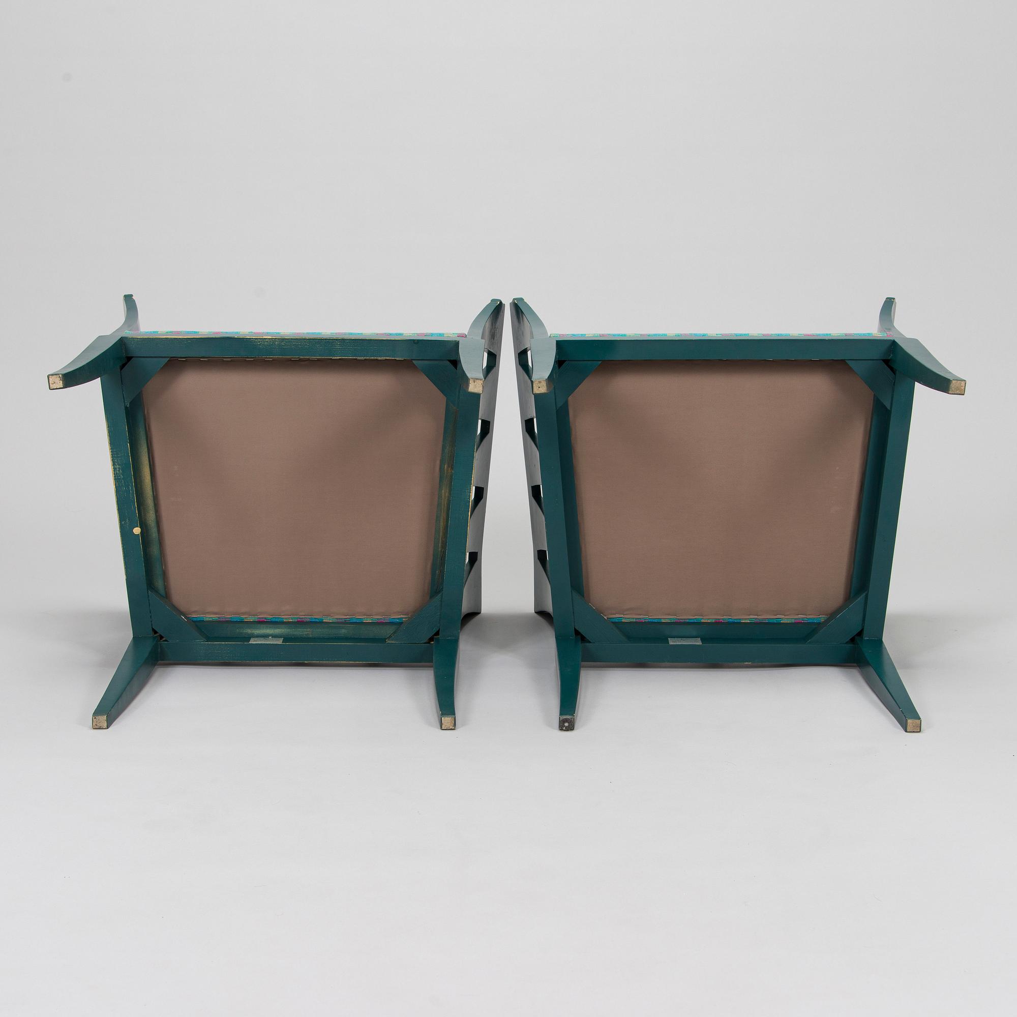 Eliel Saarinen, furniture, 5 pieces, "Blue suite" for Adelta, Finland 1980s.