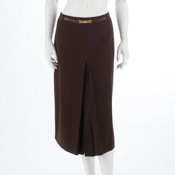 CÉLINE, a brown wool skirt. Size 40.
