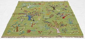 A hand-embroidered Kilim rug, c. 200 x 150 cm.