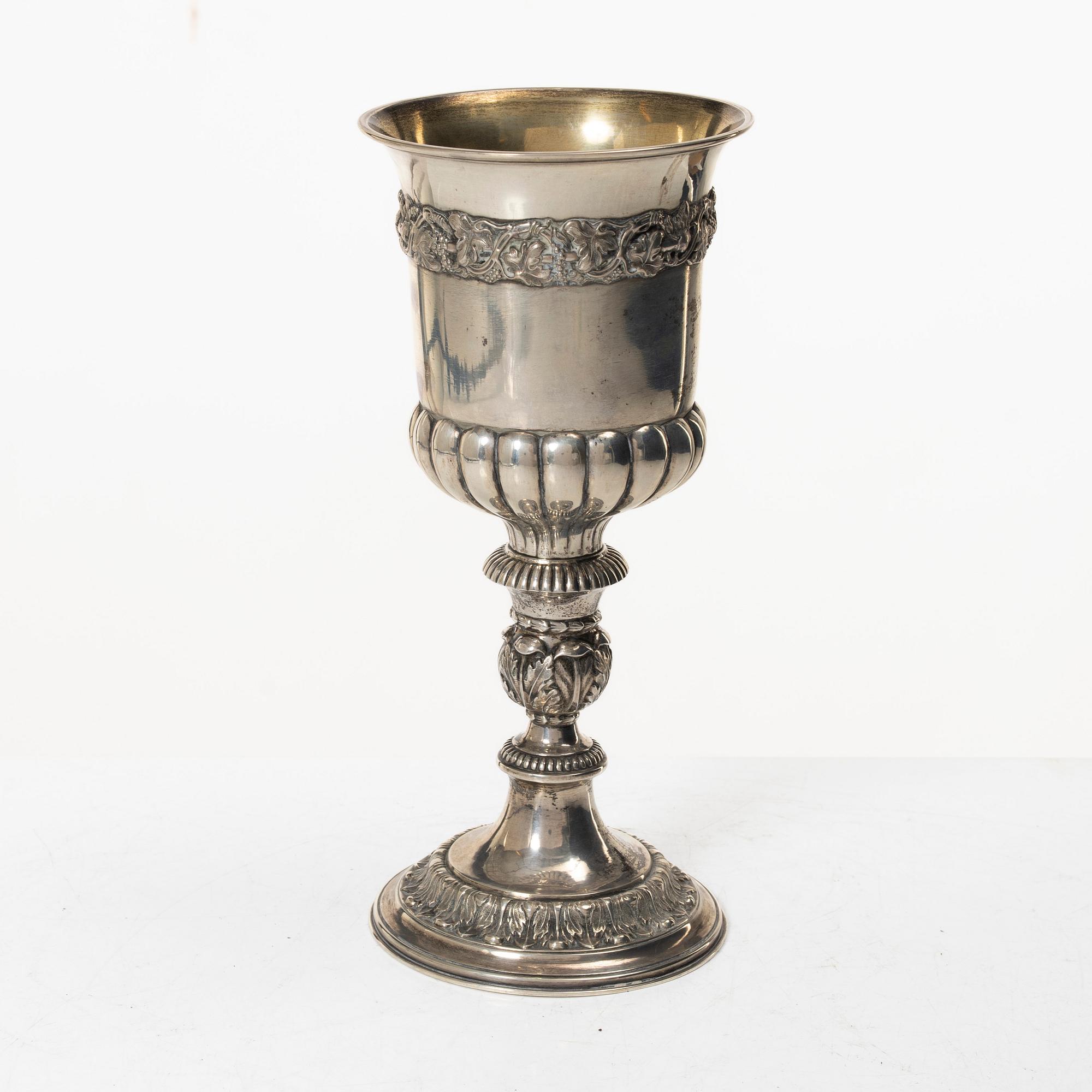 Cup and pipe, silver, one with mark of Claes Christian Carlén, Borås 1854.