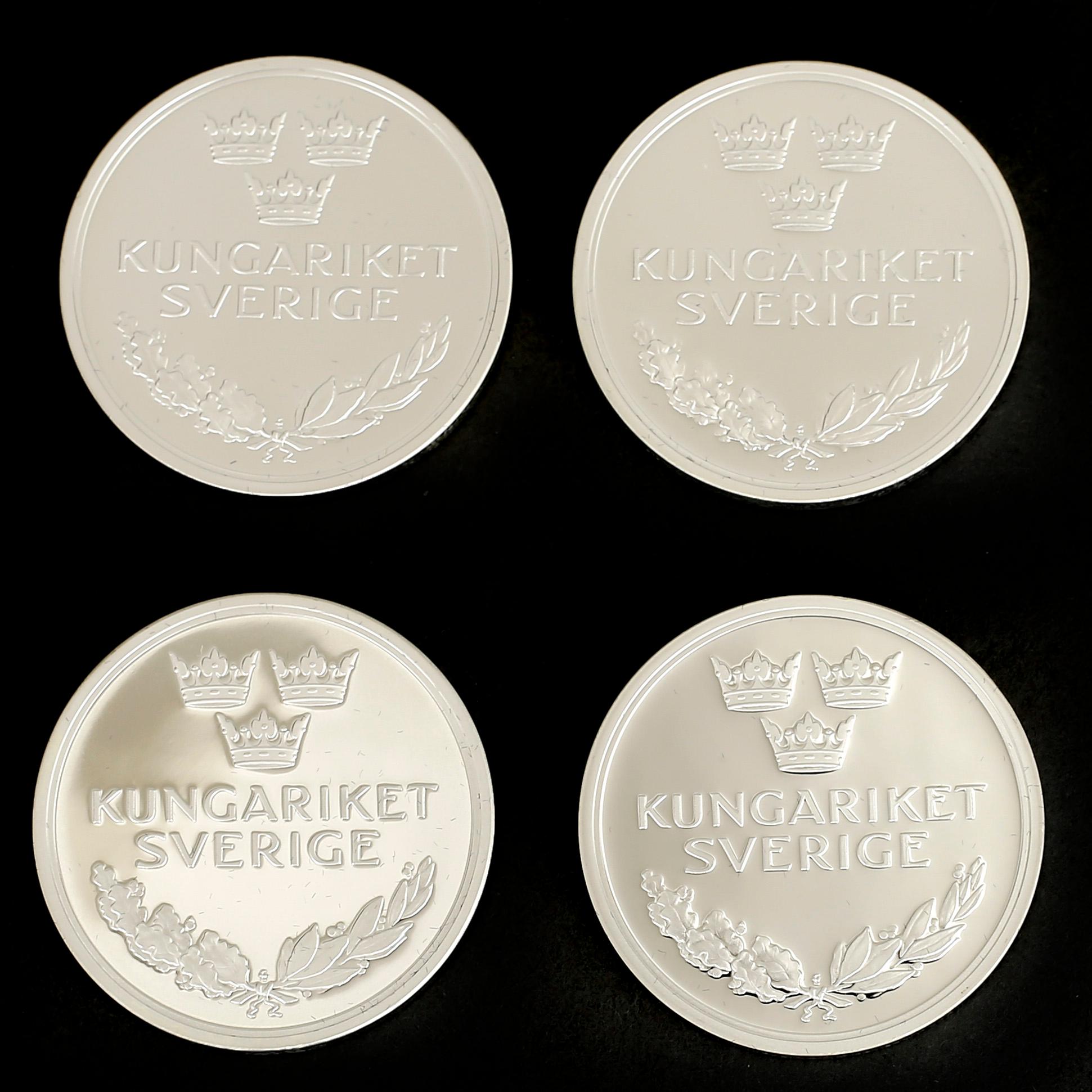 MINNESMYNT, 23 st, sterlingsilver, "Sveriges regenter", ca 621 g.