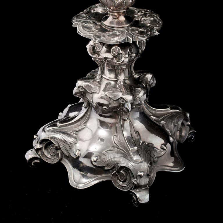 UPPSATSVAS, nysilver och glas, AG Dufva, Stockholm, omkring 1900.