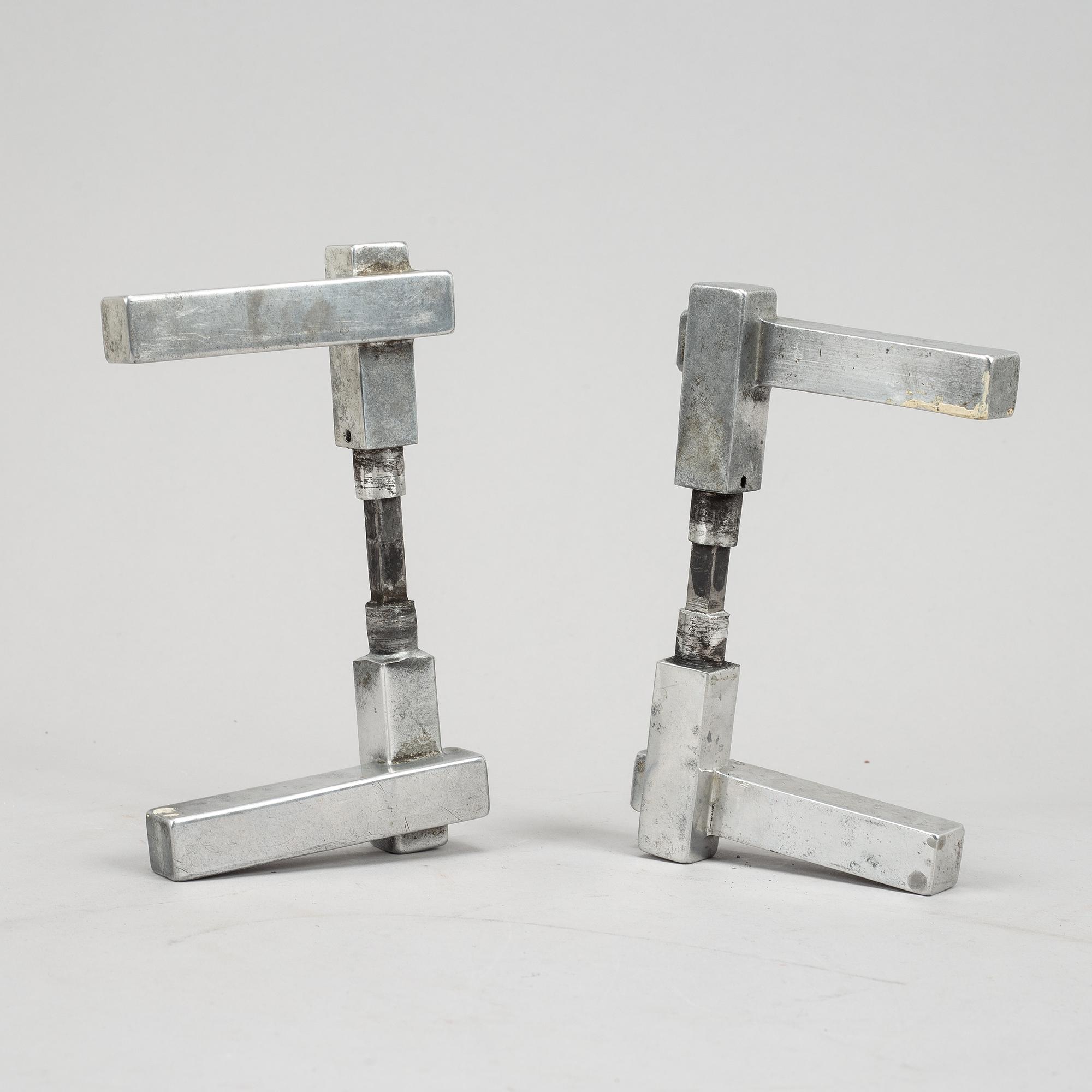 Three pairs of chrome door handles, 1930's.