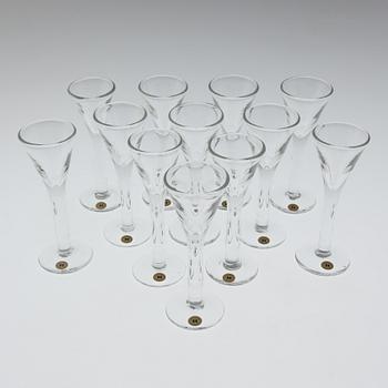 A set of twelve "Antik" shot glasses by Reijmyre Glasbruk.