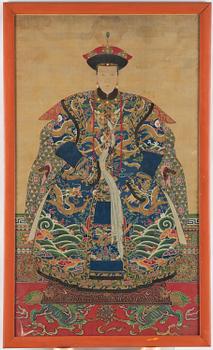 A painting of a high ranking noble woman, Qing dynasty, 19th century. Anonymous artist.