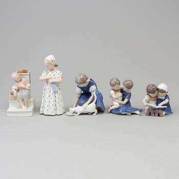 Five Royal Copenhagen porcelain figurines, Denmark, second half of the 20th century.