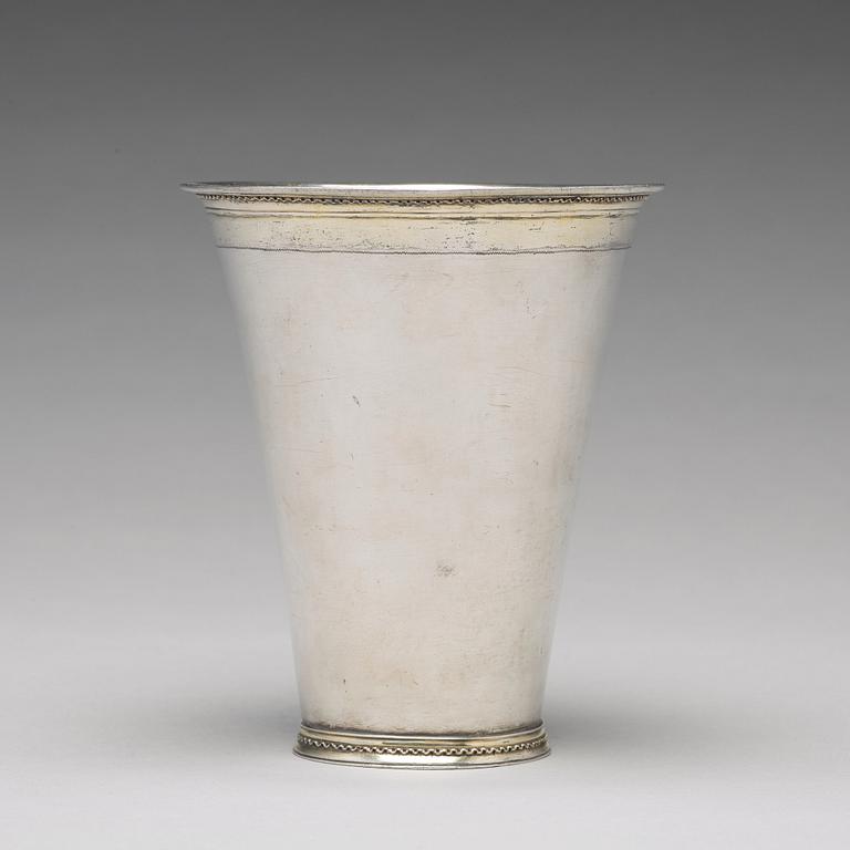 A Swedish 18th century parcel-gilt silver beaker, mark of Herman Hermansson, Göteborg 1717.