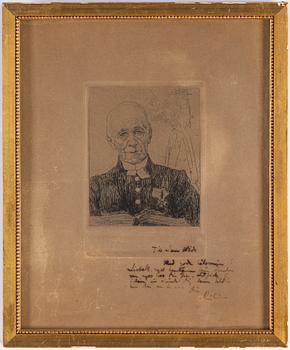 CARL LARSSON, etching, signed C.L. with dedication. "Dean C.F. Pettersson". State 1. Executed 1908.