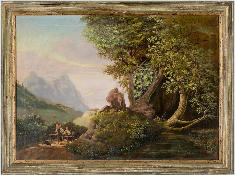 OKÄND KONSTNÄR, olja på duk, 1800-talets andra hälft. Signerad F Lund.