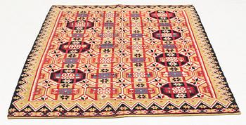 A flat weave bed cover, ca 188 x 116 cm, Scania, signed KPD, dated 1822.