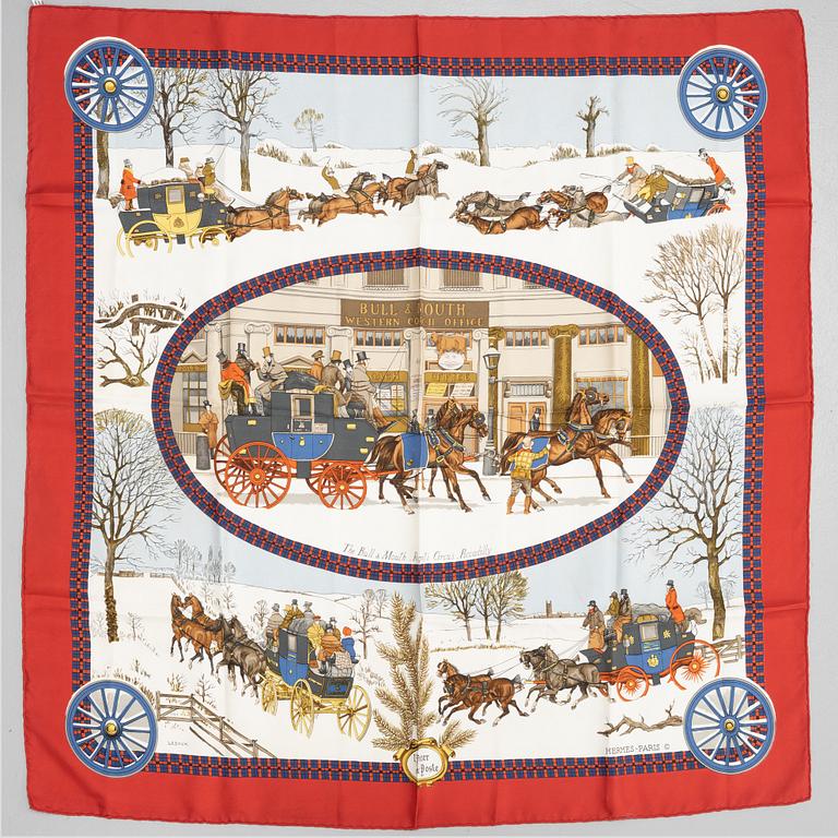 Hermès, two silk scarves.