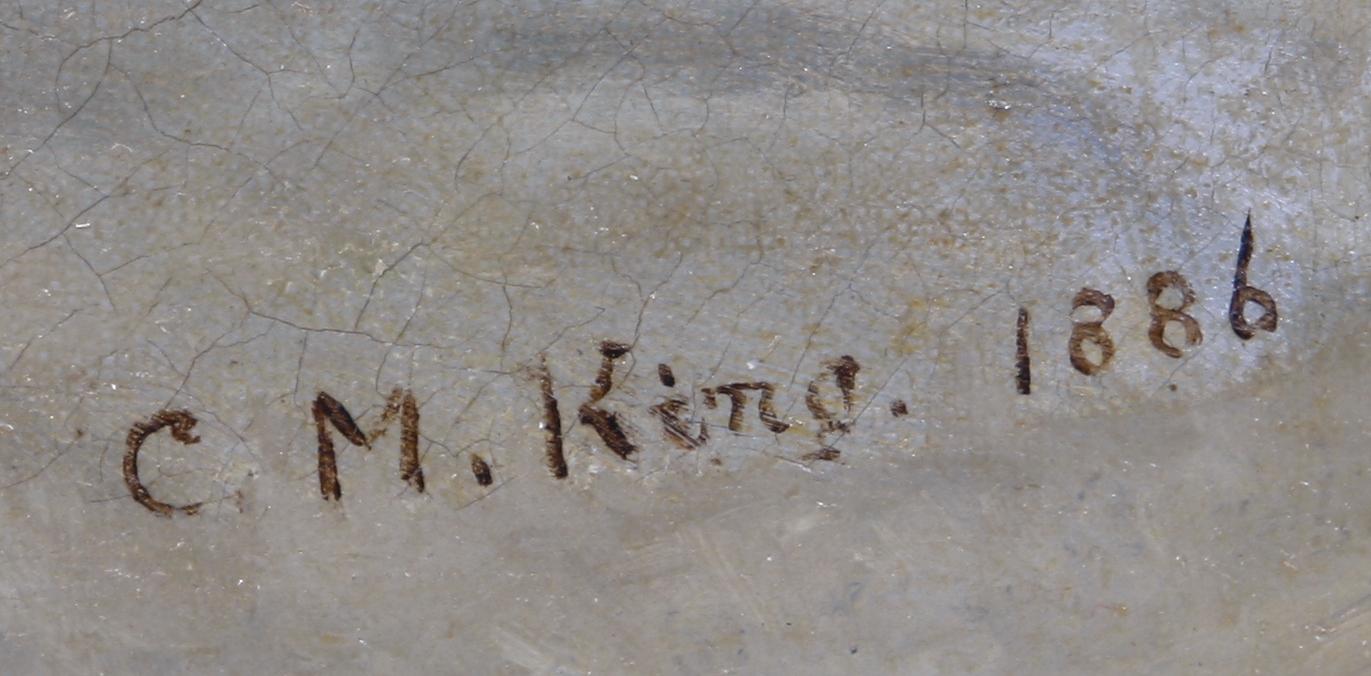OKÄND KONSTNÄR, olja på duk, Sign CM King, dat 1886.