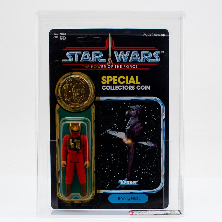 STAR WARS, Luke Skywalker (X-Wing Fighter Pilot), A-Wing Pilot & B-Wing Pilot AFA 85 NM+, POTF Kenner 1984.