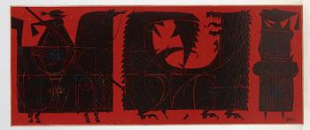 A Stig Lindberg & David Rosén enameled sofa tabe, Gustavsberg and Nordiska Kompaniet, 1960.