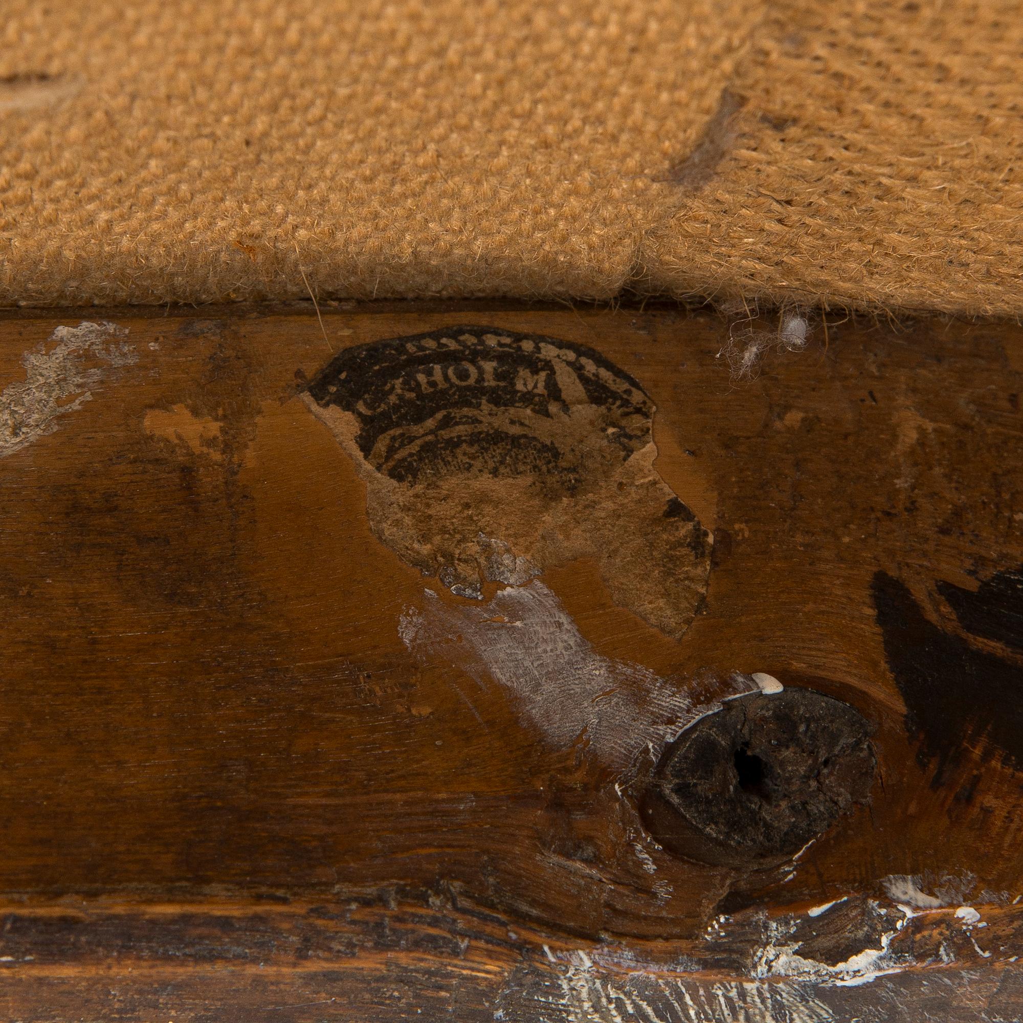 Taburetti, Erik Öhrmark, (mestari Tukholmassa 1777-1813), signeerattu ja sinettimerkitty, kustavilainen, Ruotsi.