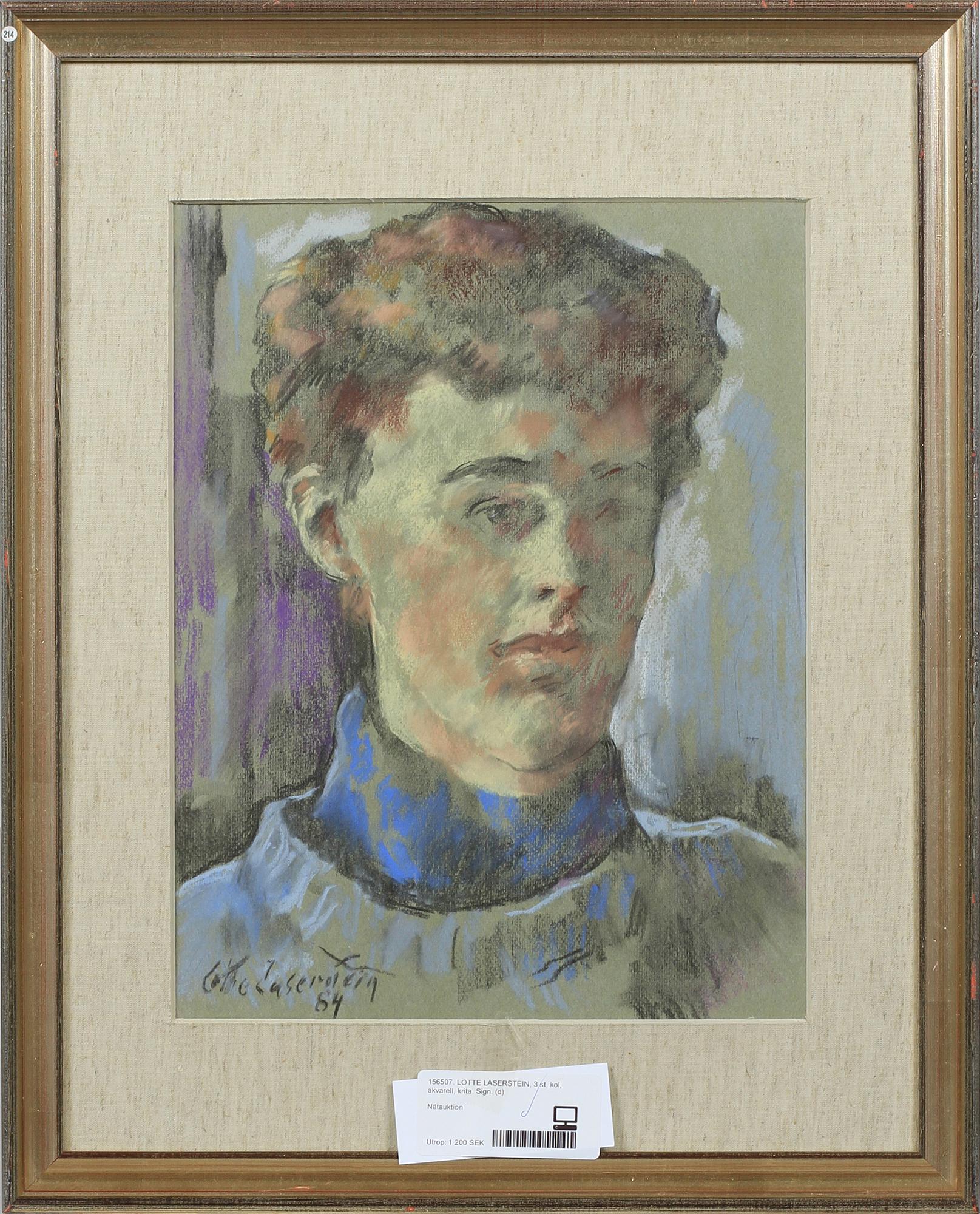 LOTTE LASERSTEIN, kol, akvarell, krita, 3 st. Sign och bl a dat 1984.