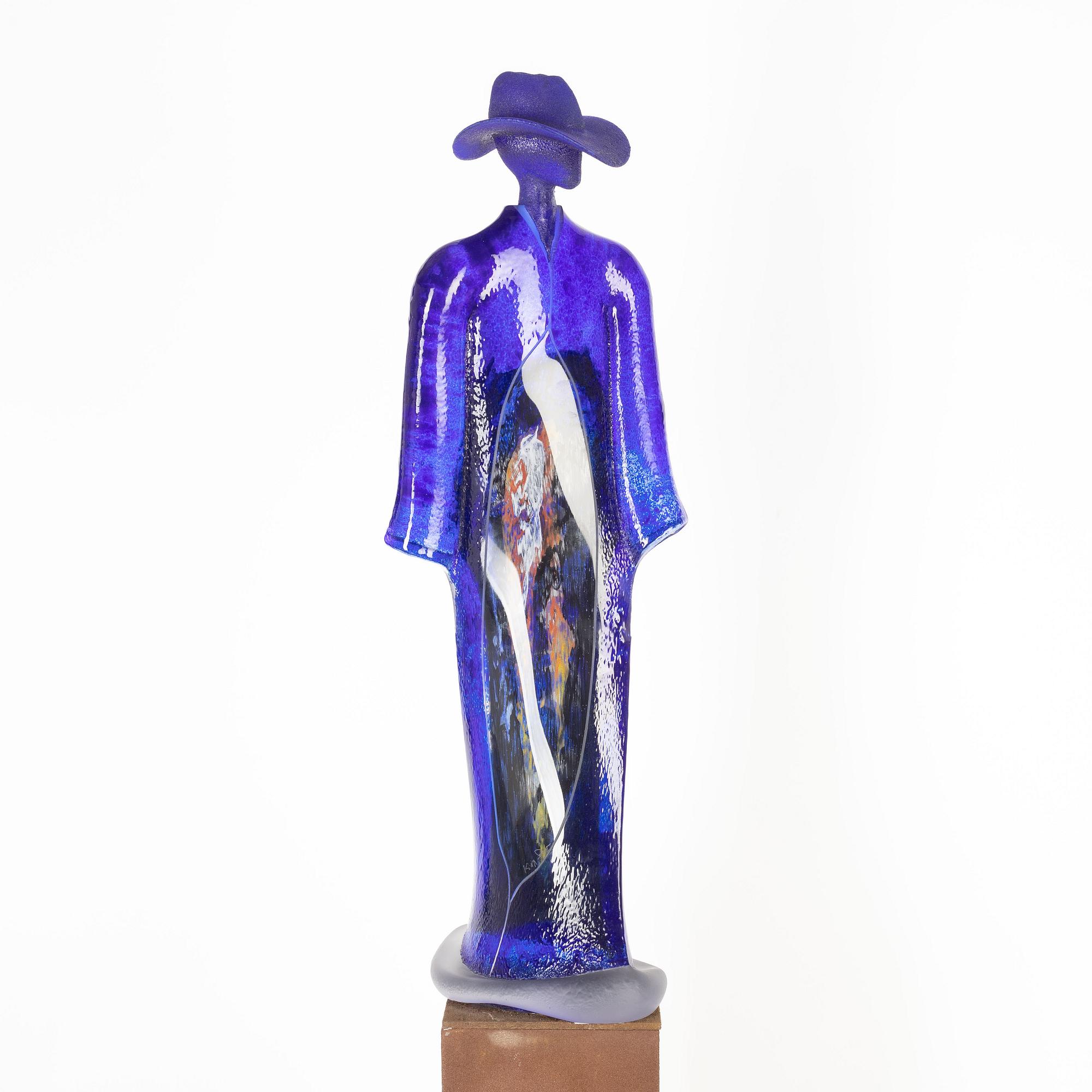 Kjell Engman, a unique glass sculpture, "Man in trenchcoat", from the "Catwalk" series, Kosta Boda.