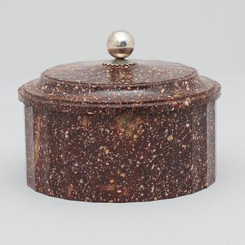 A Swedish Empire 19th century porphyry butter box.