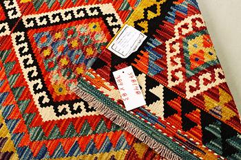 A Kilim runner carpet, c. 384 x 83 cm.