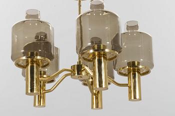 Hans Agne Jakobsson, a pair of  T507 Prior Chandelier with glass shadows, 1960's.