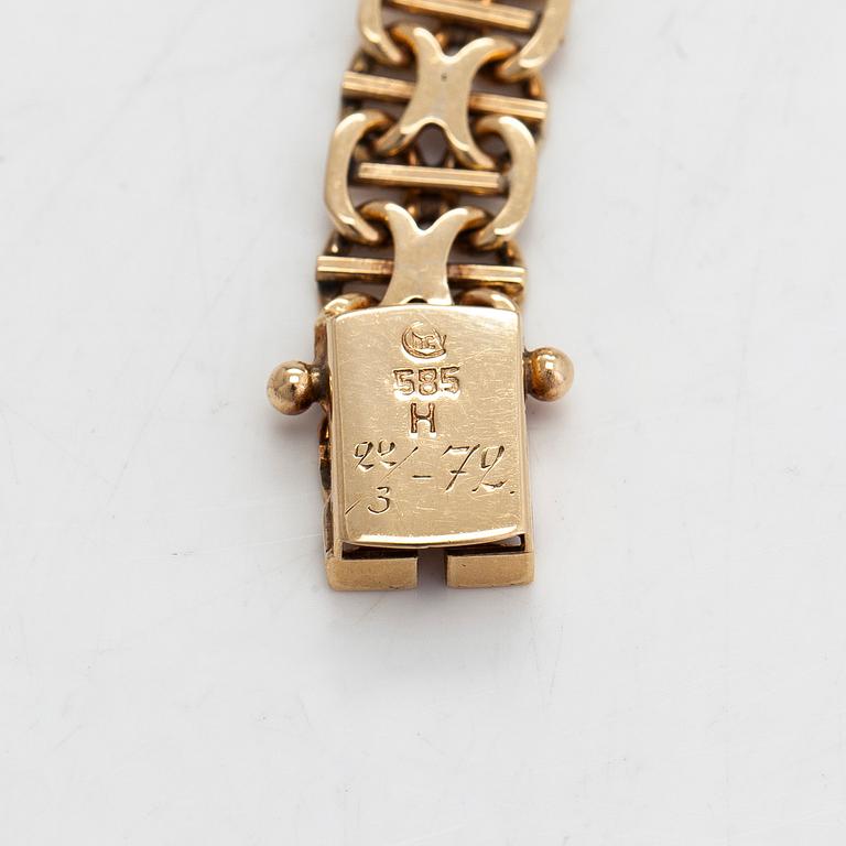 Armband, 14 guld, x-länk. Finska import stämplar 1971.