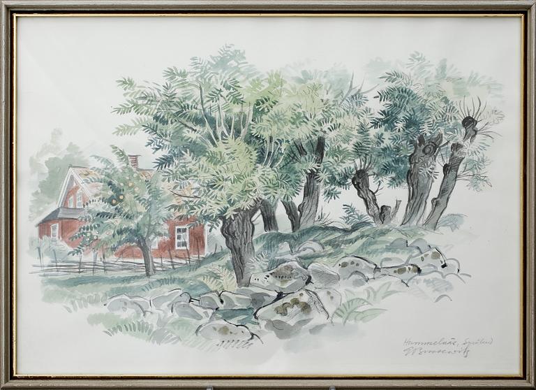 GUNNAR BRUSEWITZ, akvarell. Signerad.