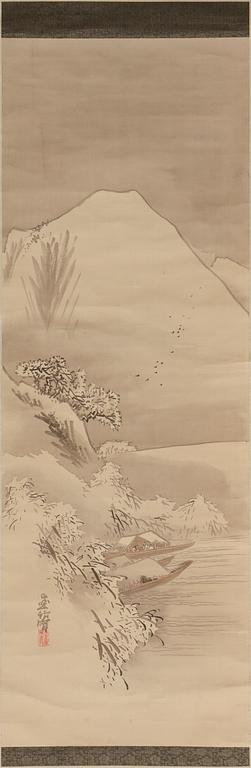 RULLMÅLNINGAR, 3 st, på papper, Japan 1900-tal.